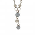 Chain Necklace with Grey Pearls and White Sapphires