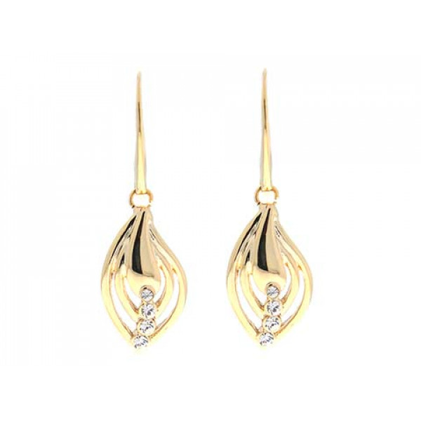 Gold Plated Drop Earrings with White Sapphires