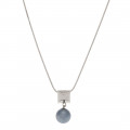 Minimal Pendant with a Grey Pearl and White Sapphires