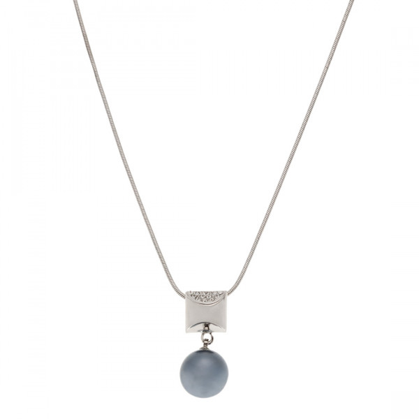 Minimal Pendant with a Grey Pearl and White Sapphires