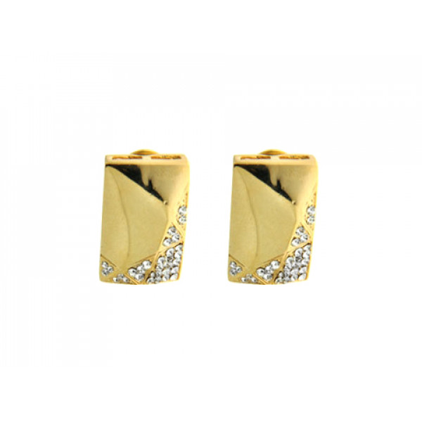 Stud Earrings with White Sapphires and Gold Plating