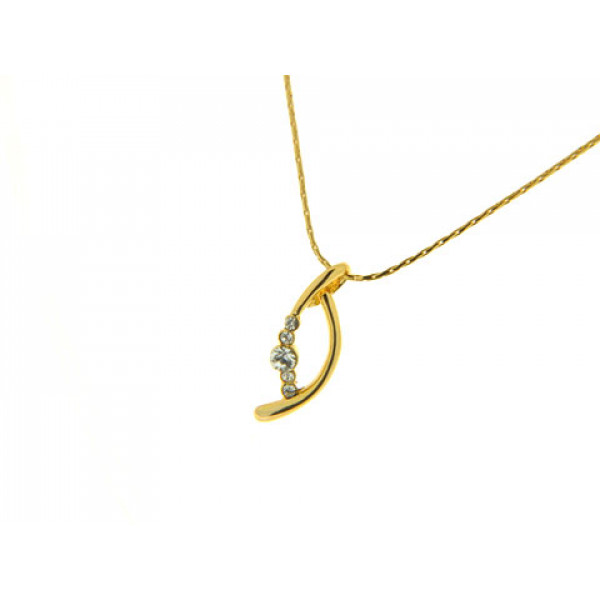 Minimal Pendant with Gold Plating and White Sapphires