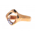 Minimal Δαχτυλίδι με Επιμετάλλωση Χρυσού και Λευκά Ζαφείρια