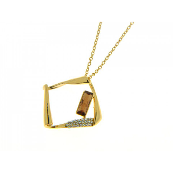 Gold Plated Statement Necklace with honey Topaz