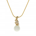 Pendant with a White Pearl, White Sapphires and Gold Plating