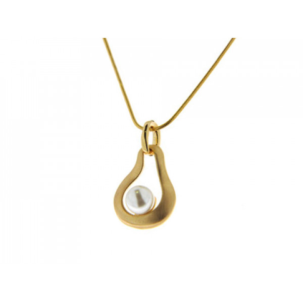 Gold Plated Pendant adorned with a White Pearl