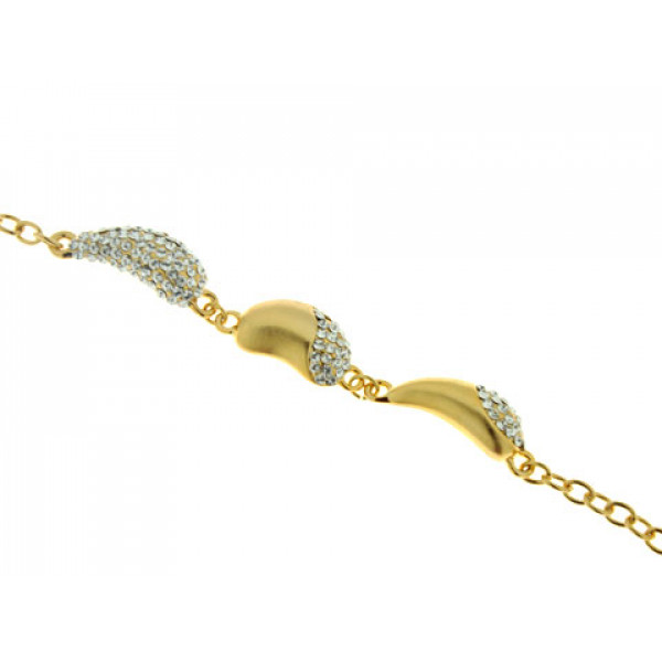 Gold Plated Chain Bracelet with White Sapphires