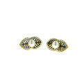 Gold Plated Minimal Earrings adorned with Pearls, White Sapphires and Black Enamel