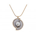 Gold Plated Pendant adorned with a White Pearl and White Sapphires