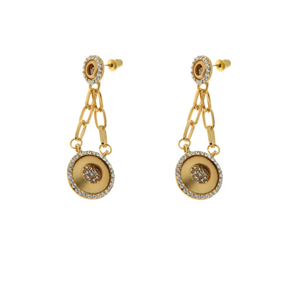 Gold Plated Dangle Earrings with White Sapphire