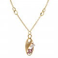 Pink Quartz Pendant with Gold Plating and White Sapphires
