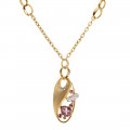 Pink Quartz Pendant with Gold Plating and White Sapphires