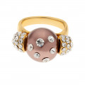 Minimal Ring with Gold Plating, a Bronze Pearl and White Sapphire