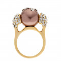 Minimal Ring with Gold Plating, a Bronze Pearl and White Sapphire