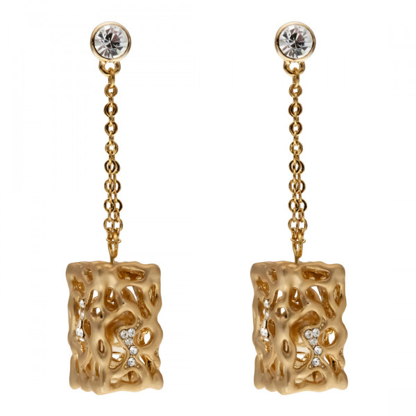 Dangle Earrings with Gold Plating and White Sapphires