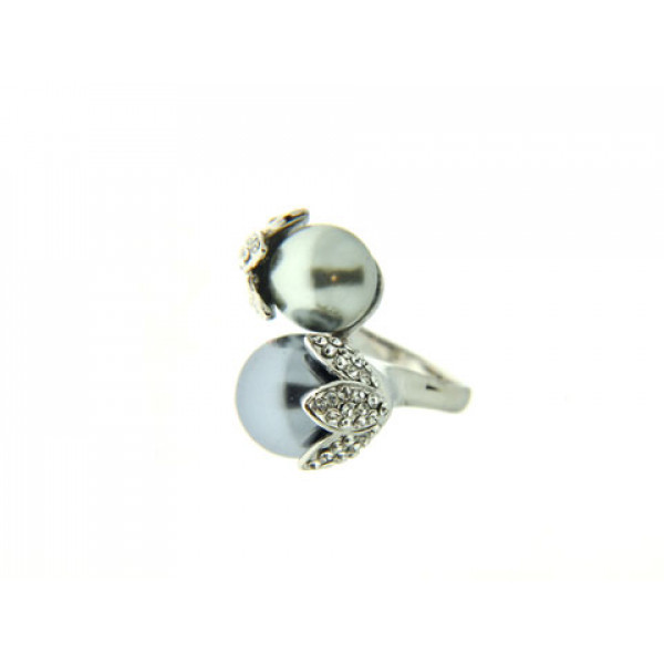 Ring with a Grey and a Grey Black Pearl