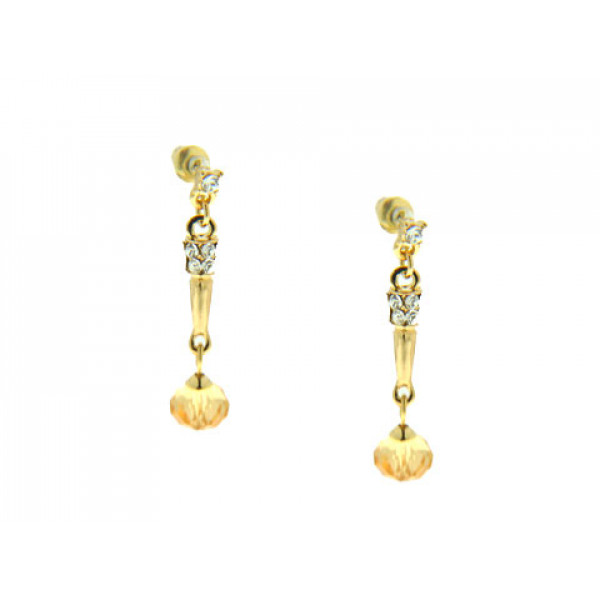 Gold Plated Drop Earrings with Honey Topaz and White Sapphires