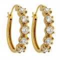Hoop Earrings with White Sapphires and Gold Plating