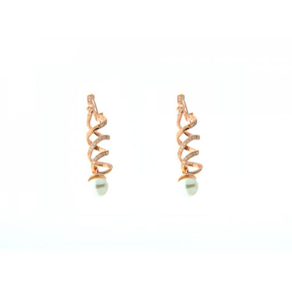 White Pearl Drop Earrings with Gold Plating