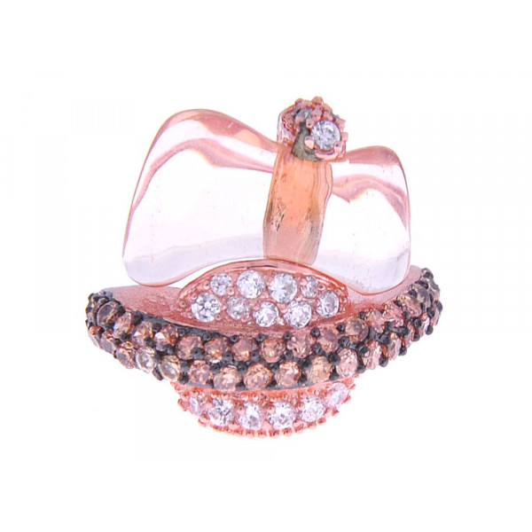 Statement Ring with Honey Topaz, White Sapphires and Pink Gold Plating