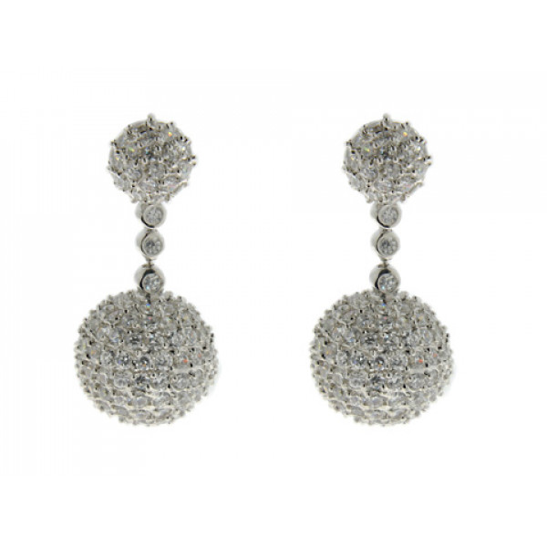Dangle Earrings with Platinum Plating and White Sapphires