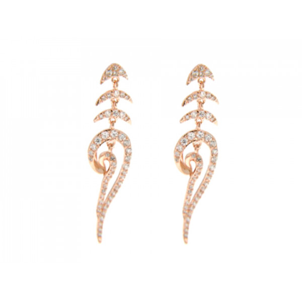 New York Collection Dangle Earrings with White Sapphires and Pink Gold Plating