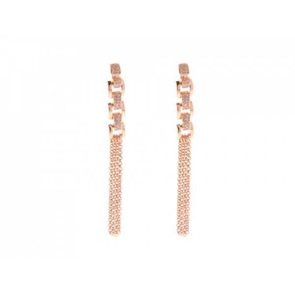 Drop Earrings Pink Gold Plated with White Sapphires