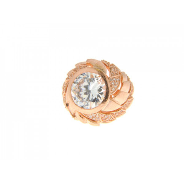 Bombe Ring with Pink Gold Plating and White Sapphires