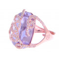 Pink Gold Plated Amethyst Cocktail Ring 