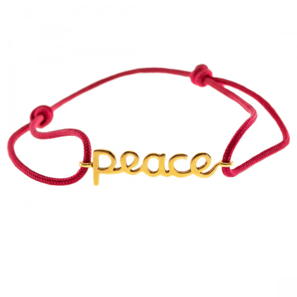 String Bracelet with the word PEACE in 18K Gold