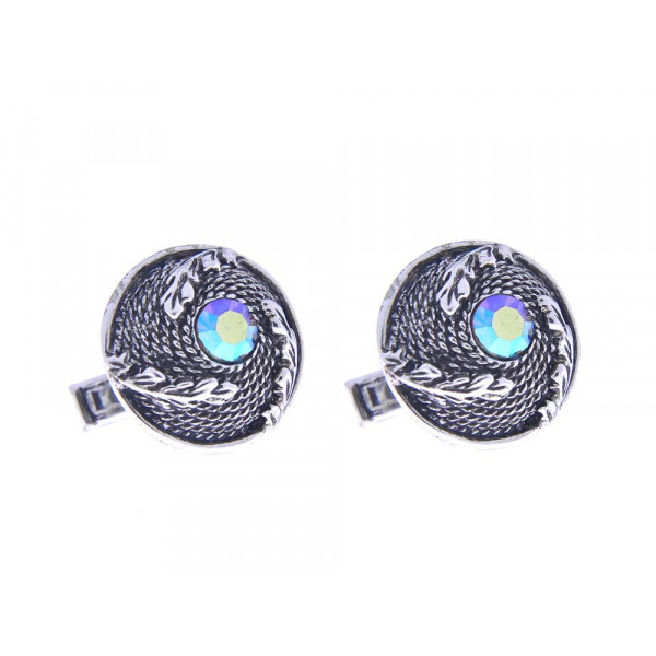 Hematite Cuff Links White Gold Filled