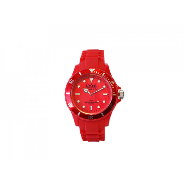 Colori Watch from the Fashion Quartz stainless steel with rotating crown with diameter 40mm water resistant in the 3atm red with a red soft silicone strap.