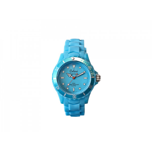 Fashion Quartz Colori Watch with a Light Blue Silicone Strap