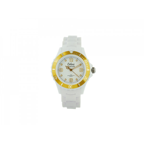 Classic Chic Colori Watch with a White Silicone Strap and Gold Plated Case