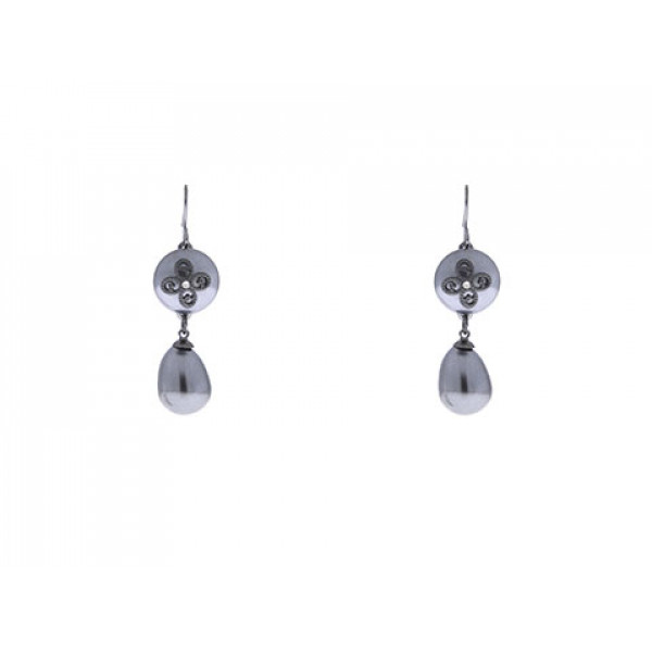 Dangle Earrings with Grey Mallorca Pearls