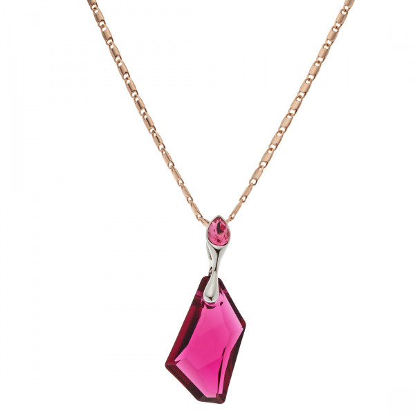 Rubellite Necklace with Pink Gold Plating