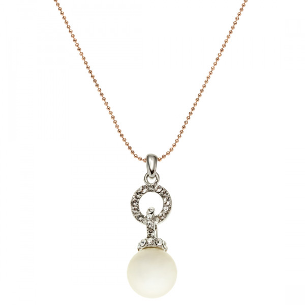 Minimal Necklace with a White Mallorca Pearl and White Sapphires