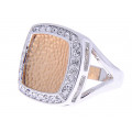 Two Tone Ring with White Sapphires