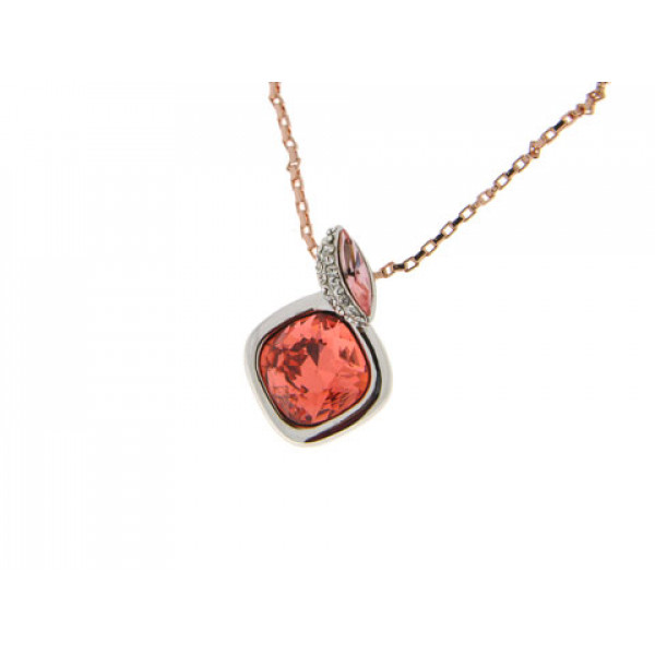 Pink Gold Plated Pendant with Red Swarovski Crystals