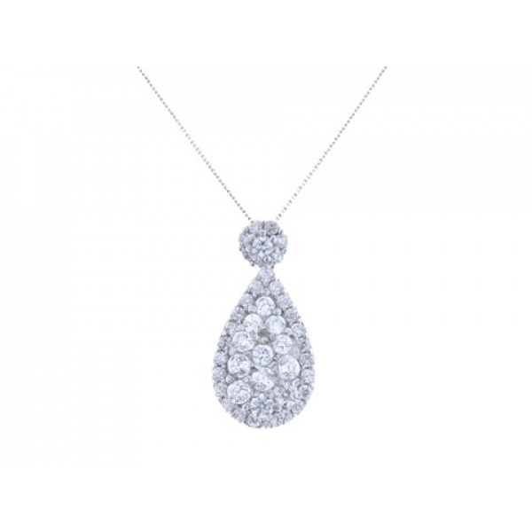 Platinum Plated Silver Pendant with White Sapphires