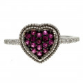 Rosaline Heart Ring set in Platinum Plated Silver