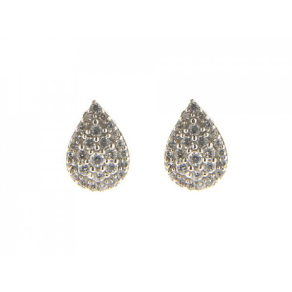 Platinum Plated Silver Earrings with White Sapphires