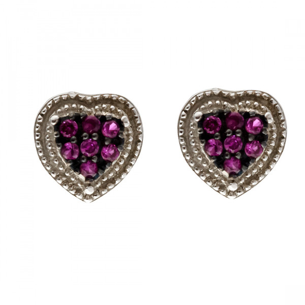 Rosaline Heart Earrings set in Platinum Plated Silver