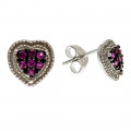 Rosaline Heart Earrings set in Platinum Plated Silver