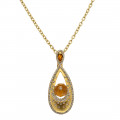 Gold Plated Necklace adorned with Honey Topaz and White Sapphires