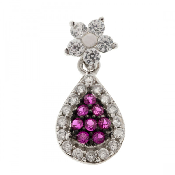 Platinum Plated Silver Pendant adorned with Rosalines and White Sapphires