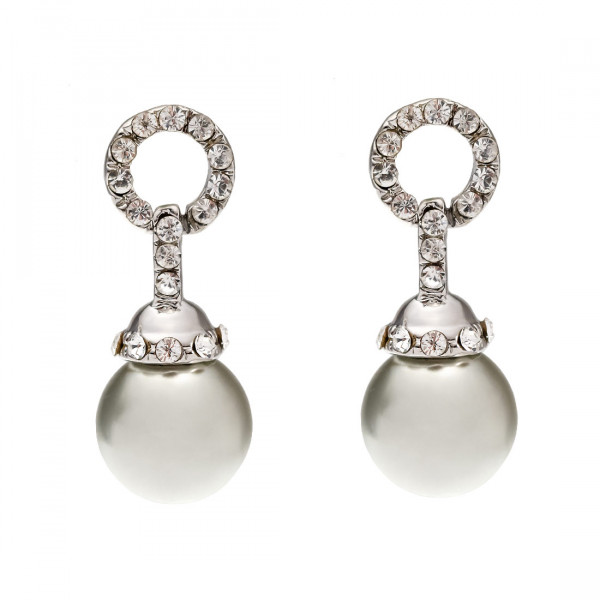 Grey Mallorca Pearl Earrings set in Platinum Plated Alloy Metal