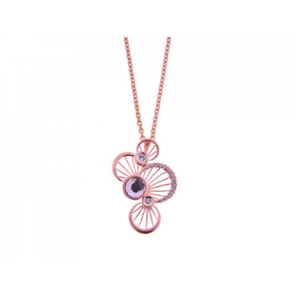 Necklace with Swarovski, White Sapphires and Pink Gold Plating