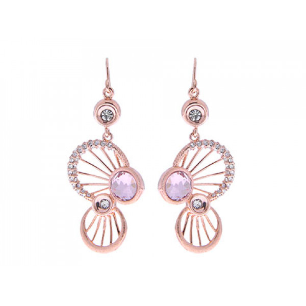 Statement Earrings with Swarovski Crystals, White Sapphires and Pink Gold Plating