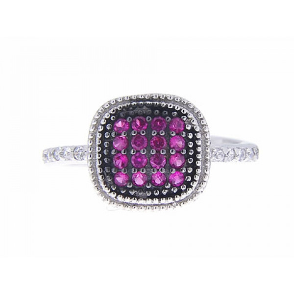 Rubellite Ring in Platinum Plated Silver